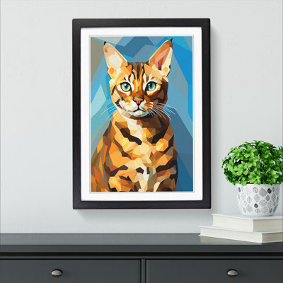 Bengal Cat Cubism - Framed Print