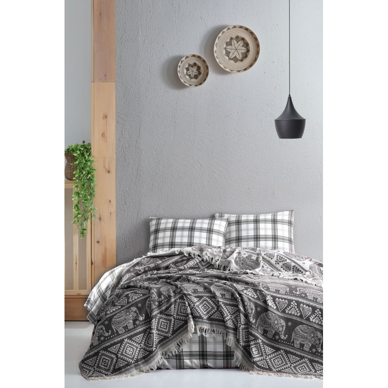 Couverture 100% coton Connell, Noir