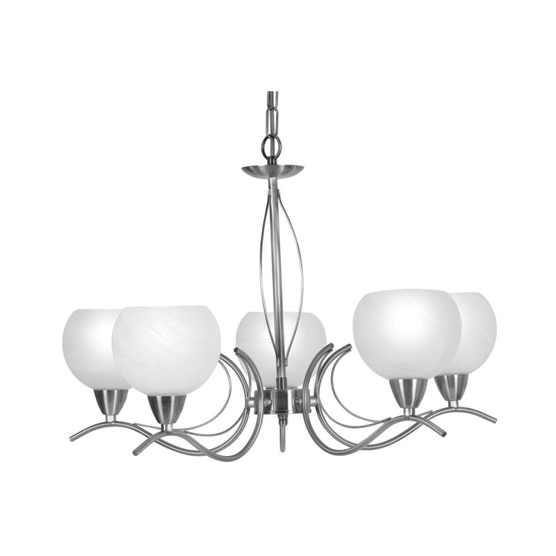 Tina 5 - Light Shaded Chandelier, Antique Chrome