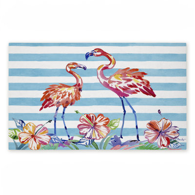 Tapis de porte d'extérieur Brushstroke Flamingo Stripes, par Paul Brent, 18 po x 30 po