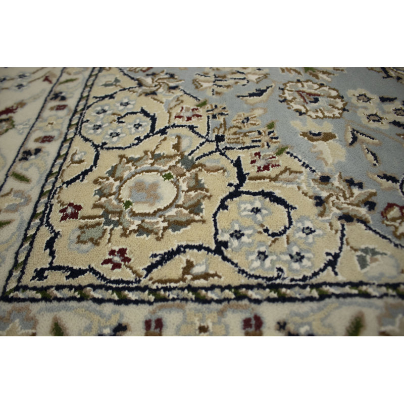 Marilag Oriental Hand Knotted Blue/Beige Area Rug