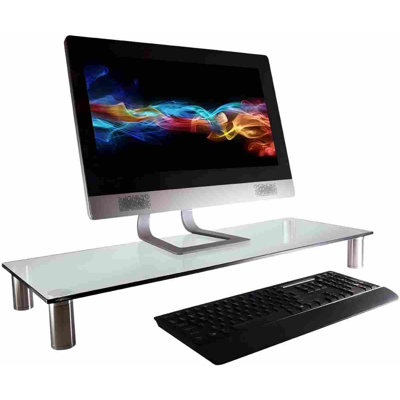 Support pour écran de bureau multimédia Riser - verre transparent, grand 30,8 x 11 pouces - Collection Work Stream