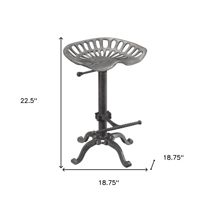 Chaise de bar réglable en hauteur 29 po avec dossier, Gris