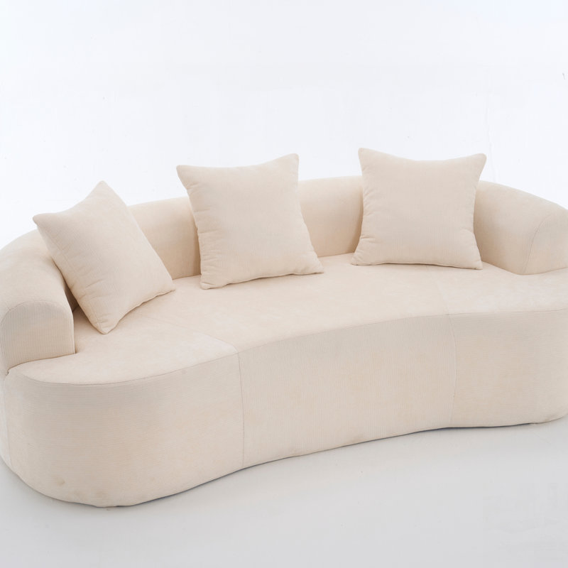 Canapé en forme de croissant avec conception moderne à dossier bas, coussins profonds, mousse auto-gonflante et aucun assemblage requis en tissu chenille
