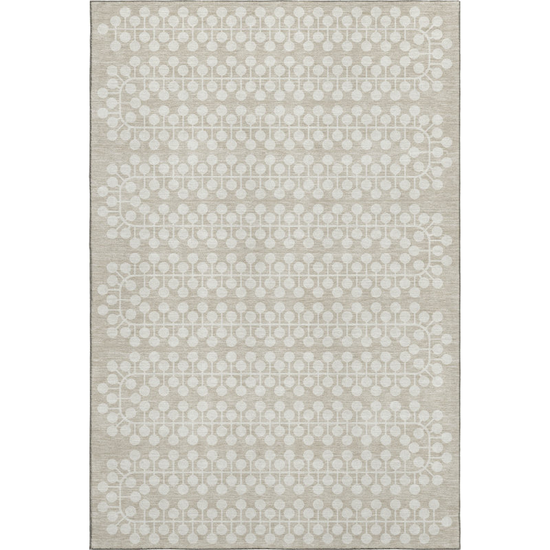 Premium Machine Washable Mayfield AMF2247 Geometric Rug, Beige, 5' x 7'6"