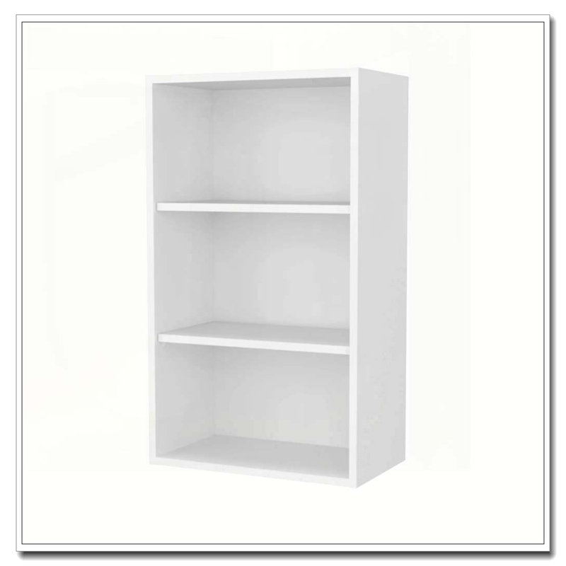 White Wall Cabinet with Open Storage, 36" H x 21" W x 12" D, White