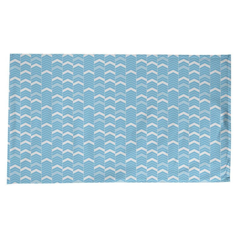 Nappe à chevrons à traits Stephenie, Bleu sarcelle / blanc / bleu