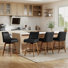 Tabouret de bar pivotant extra large à 360 ° avec siège à ressorts ensachés et base en bois massif