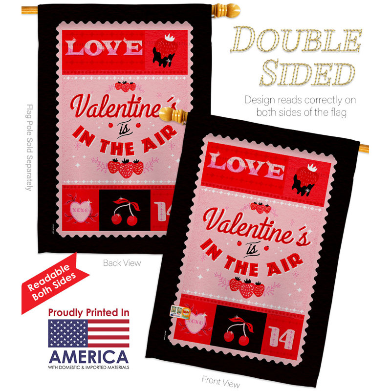 Drapeau de maison en polyester 40 x 28 po Spring Valentines
