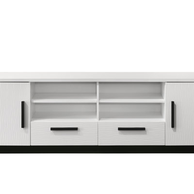 Meuble télé 70,5 po avec tiroirs et finition blanche