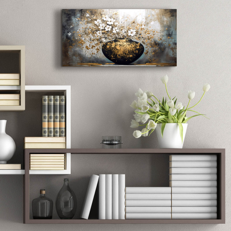 «Black and Gold Vase» par Epic Portfolio, art mural en verre acrylique
