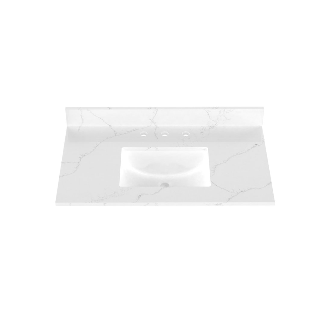 37" Quartz Single Bathroom Vanity Top with Sink Winette Top 