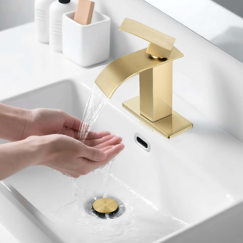 Classic Single Handle Bathroom Faucet Lavatory Faucet Stainless Steel Single Hole, Brushed Gold