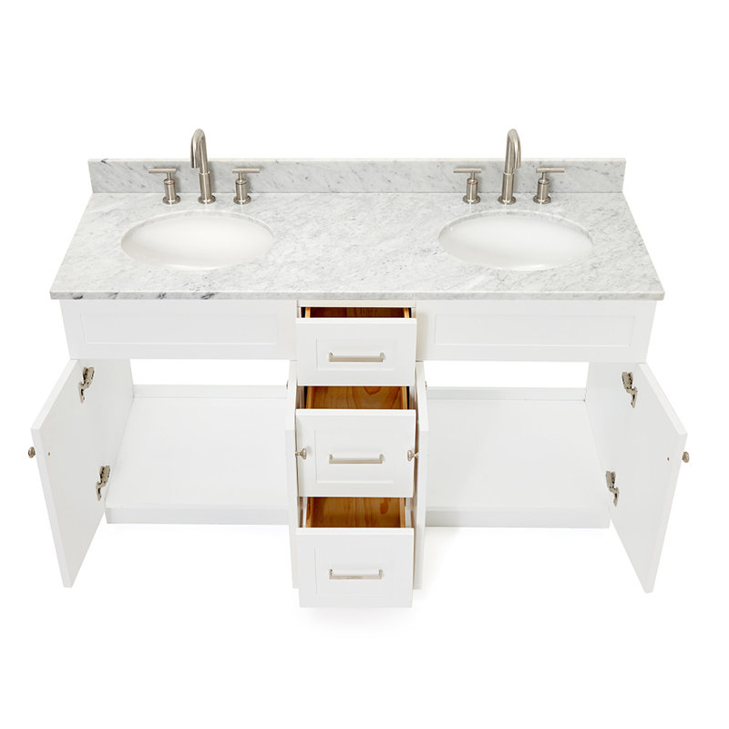 Ensemble de meuble-lavabo double 61 po Partham, Blanc