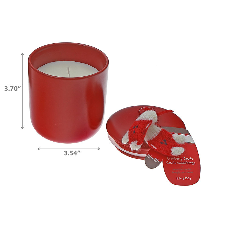 8,8 oz bougie et gant tricoté canneberge cassis, Rouge