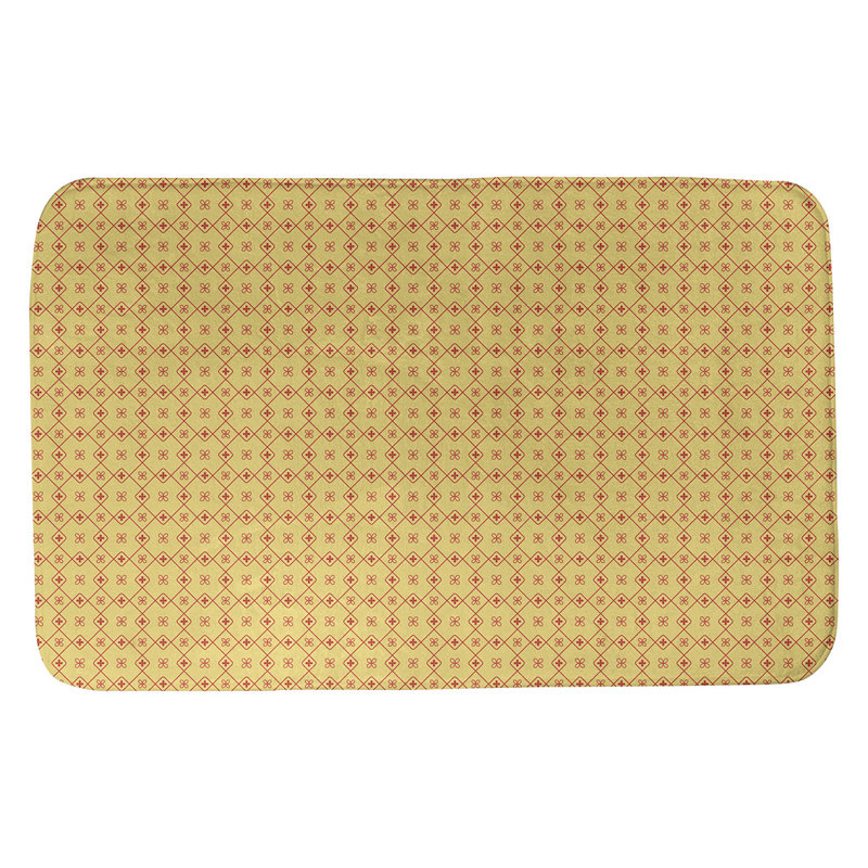Tapis de bain antidérapant rectangulaire en forme de napperon de style Elizabeth bueschel, l 17 po x L 24 po, Jaune / Rouge