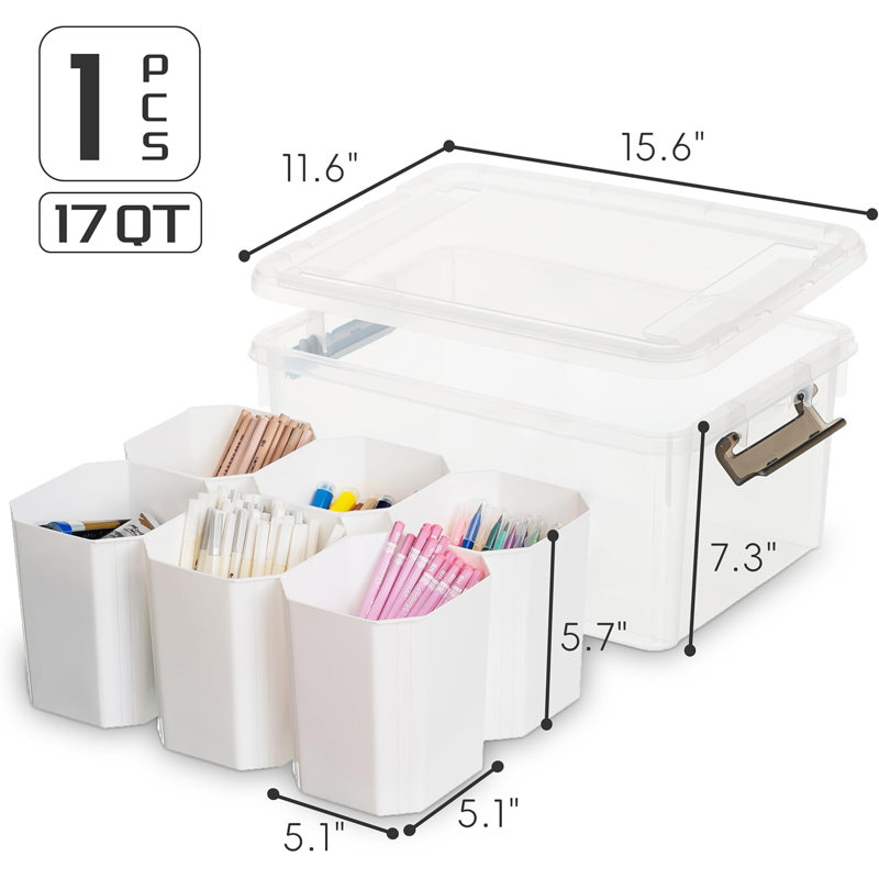 Boîte de rangement en plastique de 17 pintes avec couvercle