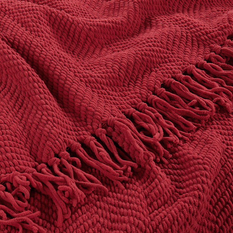 Jeté en tricot de tweed, Rouge pimenté, 50 po x 60 po