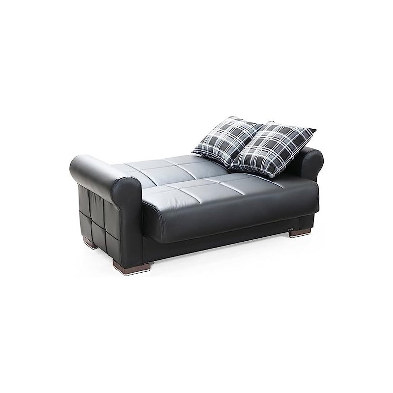 Causeuse-lit convertible en cuir 67 po Georgea, Similicuir noir