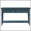 Console classique de style rétro avec trois tiroirs et une tablette inférieure ouverte, facile à assembler, bleu marine-1176669673