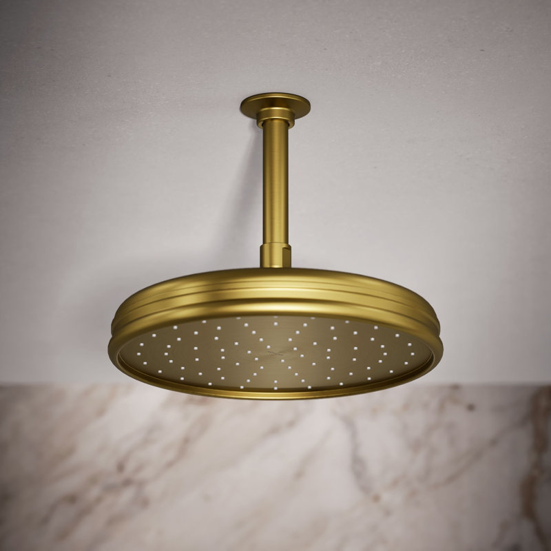 Traditional Round 10" Rainhead with Katalyst Air-Induction Spray, 2.5 Gpm, Vibrant Brushed Gold