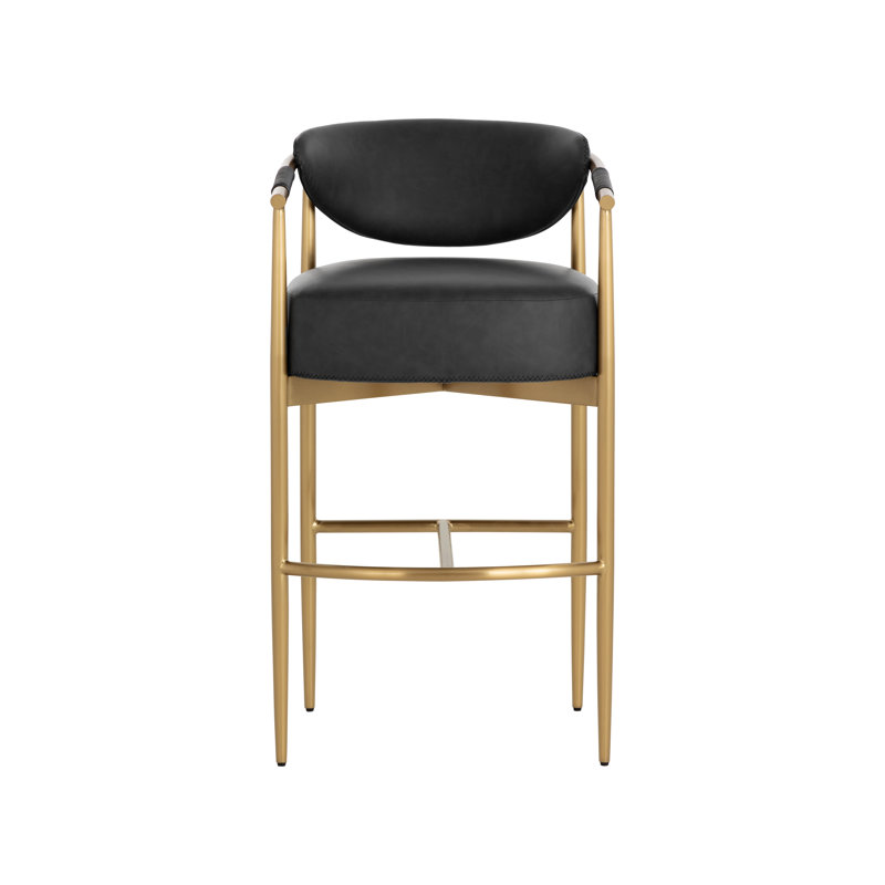 HELOISE Upholstered Stool with Metal Frame, Black, Bar Stool (30.25” Seat Height)