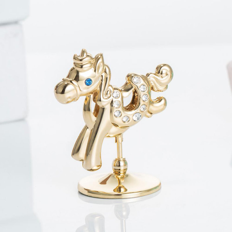 Figurine cheval de troie crystal garniture cloutée