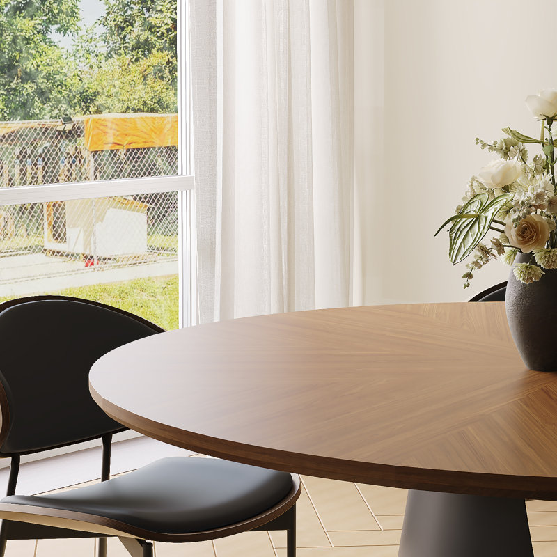 Table de salle à manger Teferi, H 29,53 po x L 47,24 po x l 47,24 po, Noyer, Noir