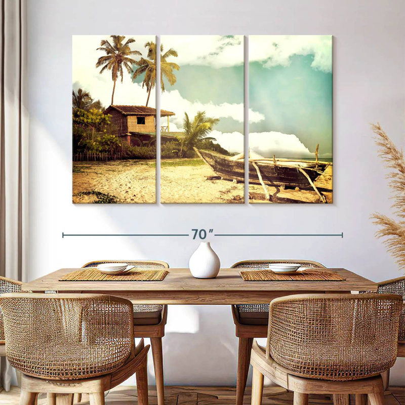 Mehar Old Boat By The Shore, 42" H x 65" W