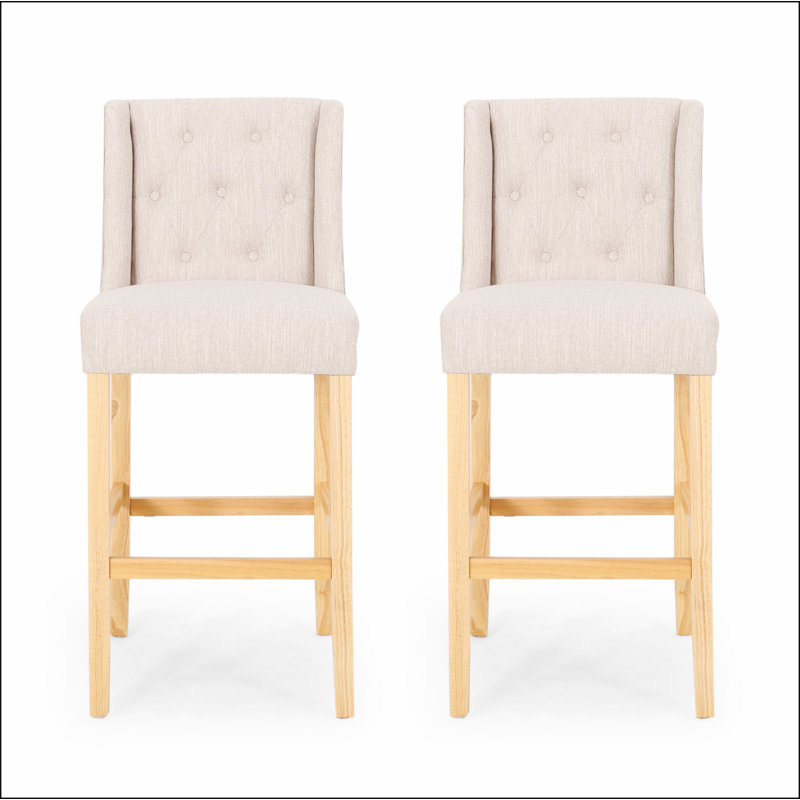 Ensemble de 2 tabourets de comptoir à oreilles capitonnés 31 po Vienna, Beige