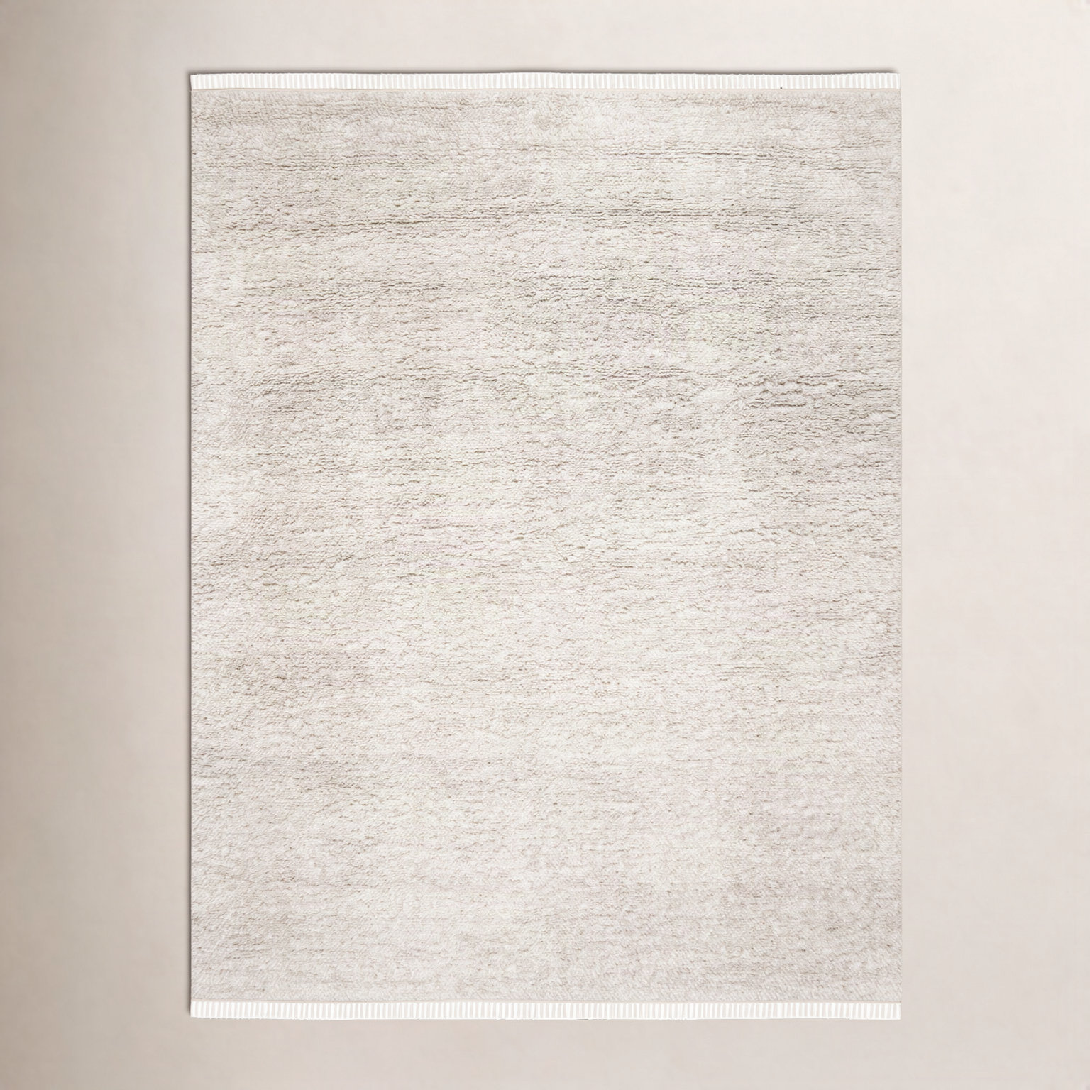 Wyly Beige Handmade Shag Wool Rug, Rectangle 10' x 14'