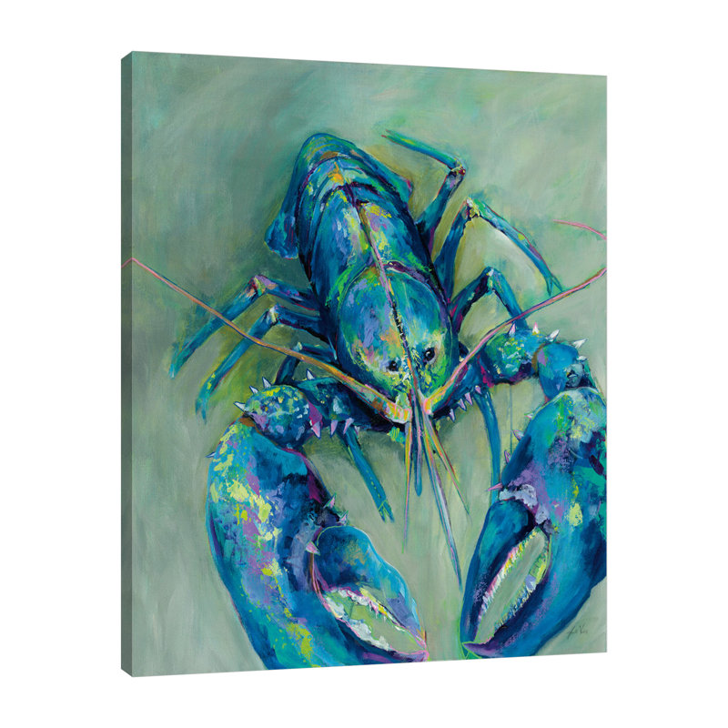«Blue» par Jeanette Vertentes - peinture sur toile tendue, H 20 po x l 16 po x P 1,5 po