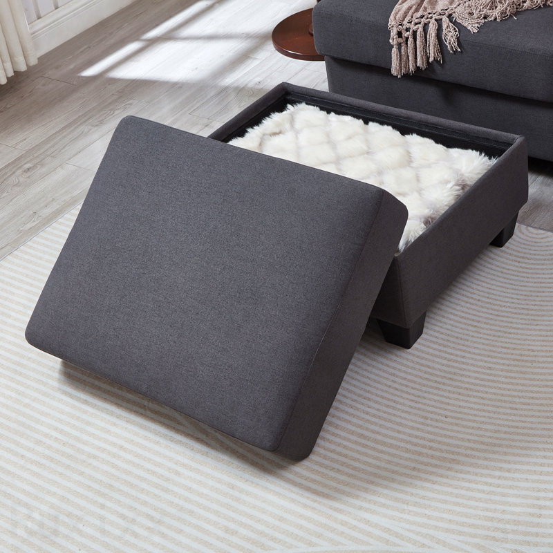 86'' L Shaped Couch With Armrest Organizer,3 Seats Sofas With Movable Ottoman,Comfy Sectional Sofa With Thick Cushion,Linen Sectional Couches