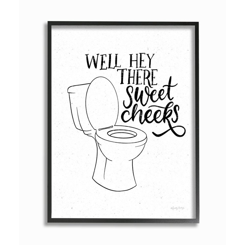 «Hey There Sweet Cheek's Bathroom Bathroom Joke Word Pun» par Phyllis Adams - impression d'art graphique, H 20 po x l 16 po