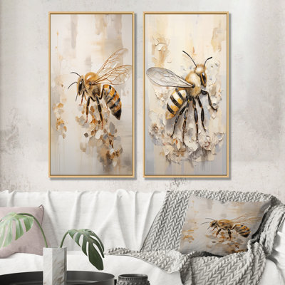Minimalisme Buzzing Bee - ensemble de 2 décorations murales abeilles