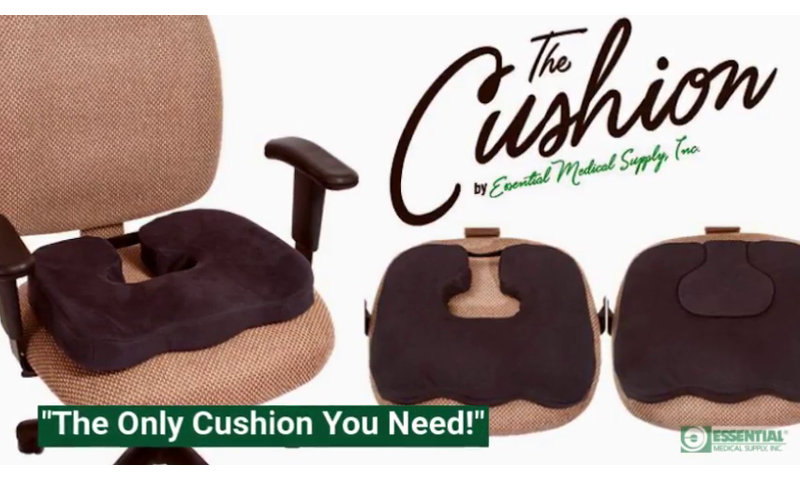 Ergonomic Black Foam Donut Coccyx Cushion with Hook-and-loop Closure