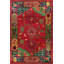 Tapis tissé avec motifs floraux dans les tons de rouge-1637840646