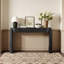 Console 55 po avec pieds cannelés, plateau ovale en grain de bois naturel et 2 tiroirs - Espresso-909799940