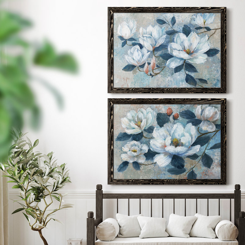 Spring Bloom I - ensemble de 2 peintures sur toile encadrées, H 31,5 po x l 47 po x P 1,5 po, Cadre noir