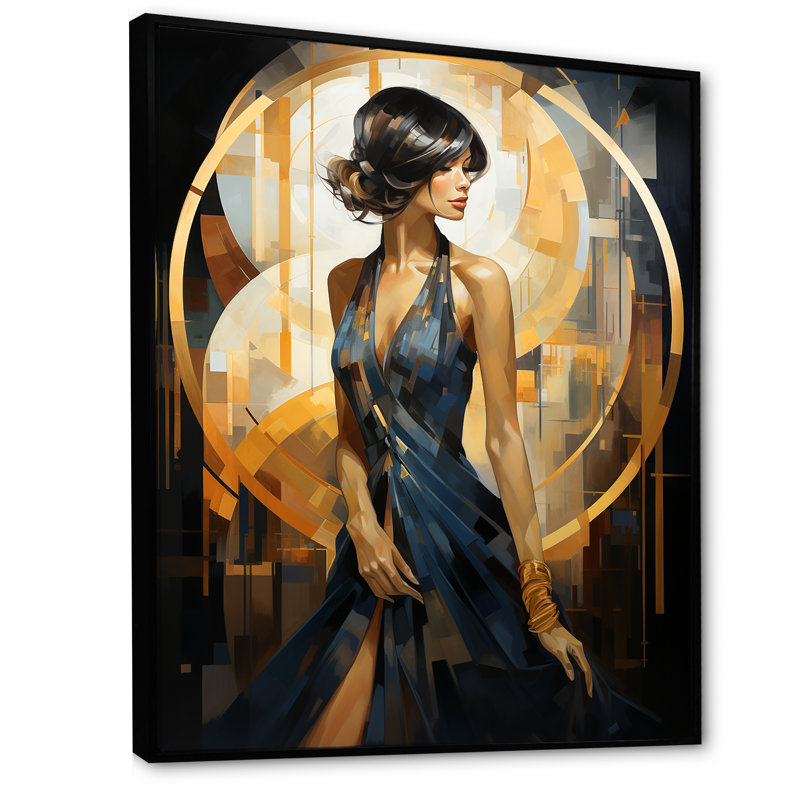 Art sur toile Sapphire Woman Elegance VII, Cadre flottant noir, 20" H x 12" W