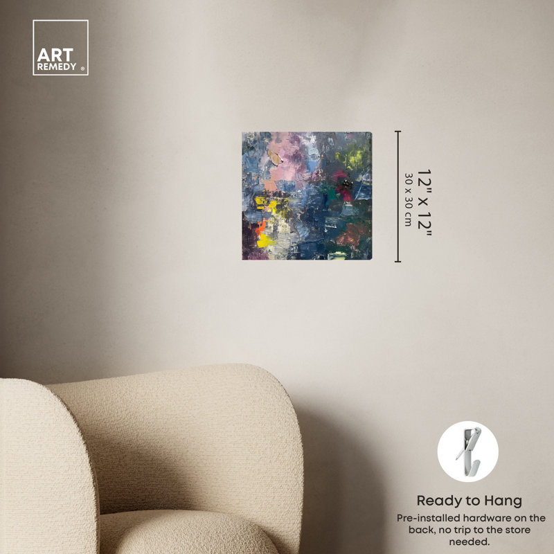 Art mural abstrait parsemé de couleurs pastel, H 12 po x l 12 po, Toile tendue