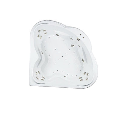 Baignoire de coin en acrylique avec drain central L 62 po x l 62 po