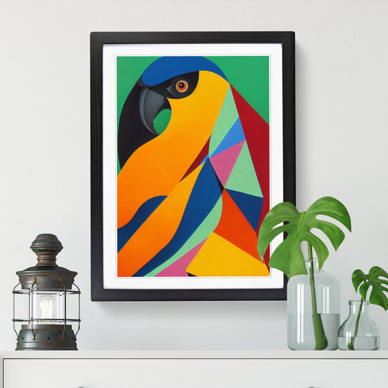 Cockatoo Cubism - Single Picture Frame Print, Black Framed, 64cm H x 46cm W