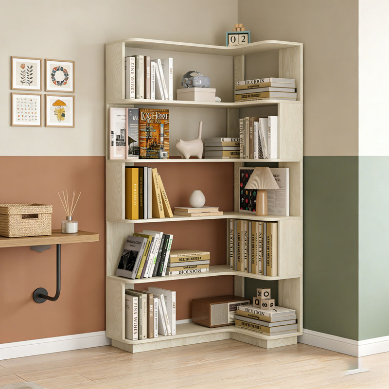Freestanding Corner Bookshelf, White