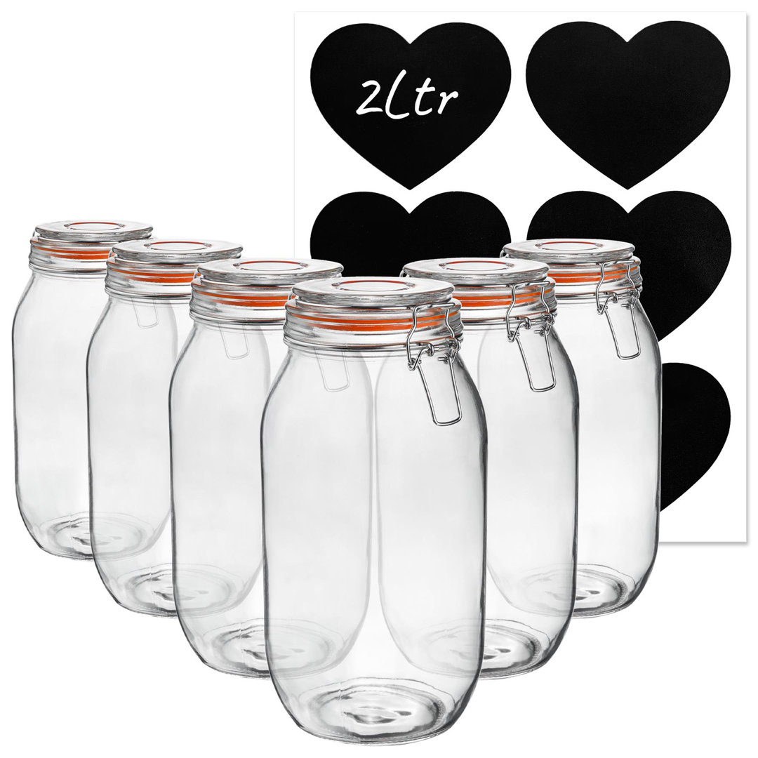 Argon Tableware - Glass Storage Jars with Heart Labels
