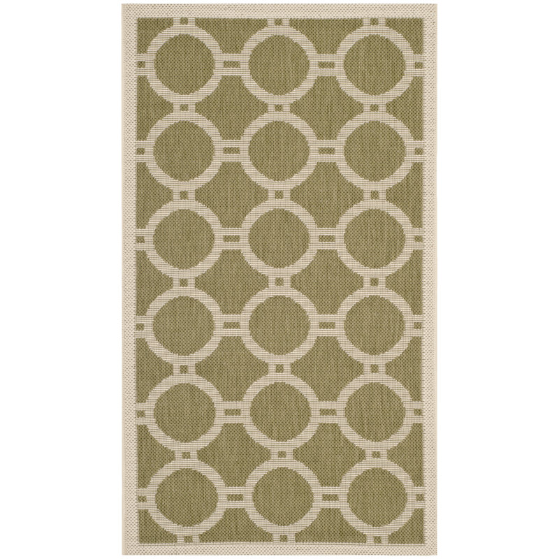 Arneshia Geometric Green/Beige Area Rug, Rectangle 4' x 5'7"