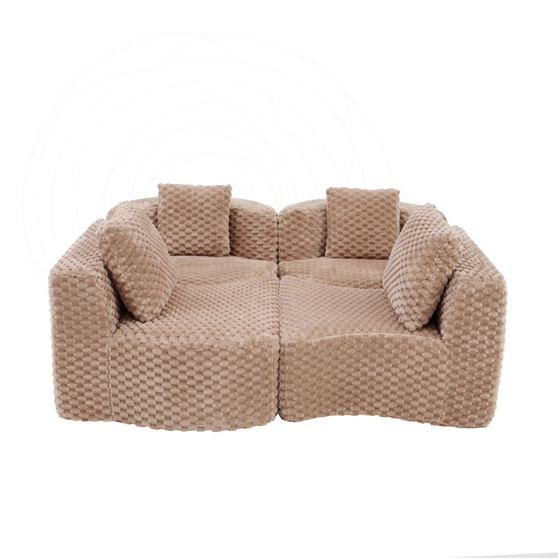 Canapé modulaire surdimensionné avec emballage de compression, Camel Polyester, Camel