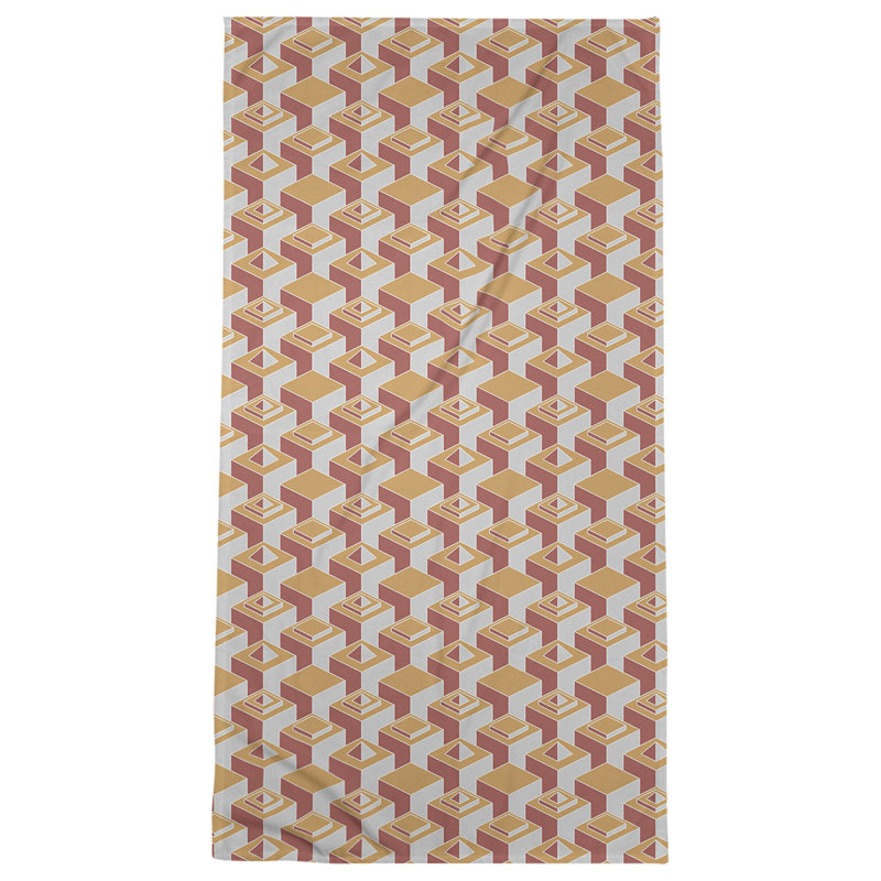 Serviette de bain à motif de gratte-ciels classiques, Orange/rouge