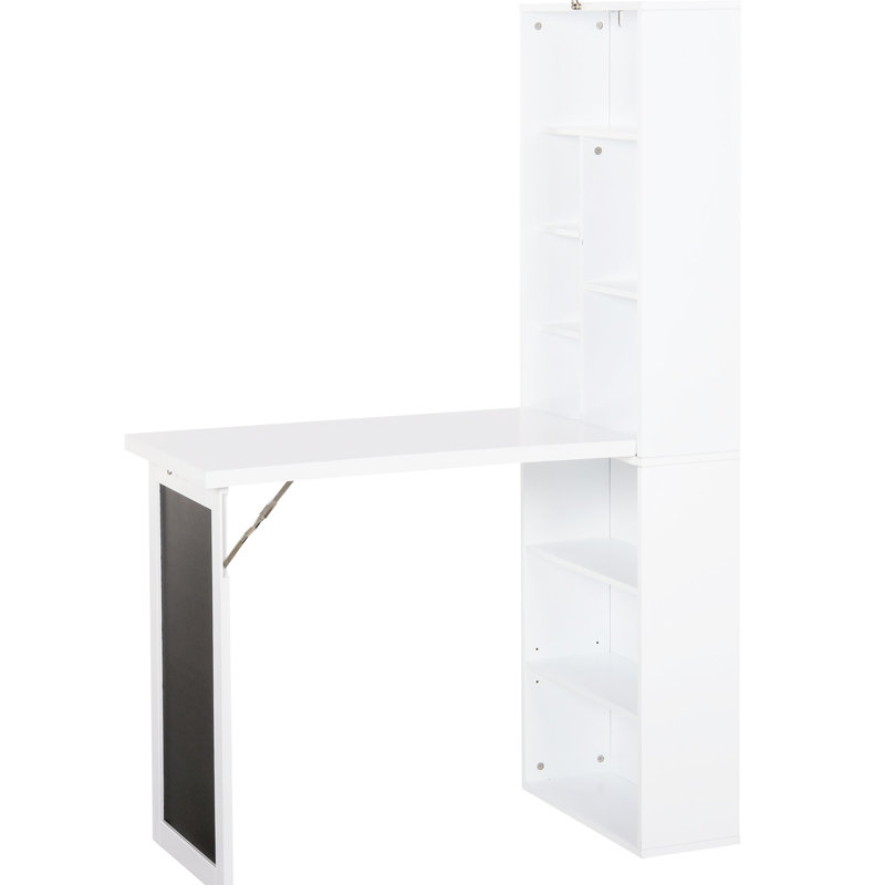 Armoire de bureau murale pliable avec tableau noir et tablette latérale HOMcom