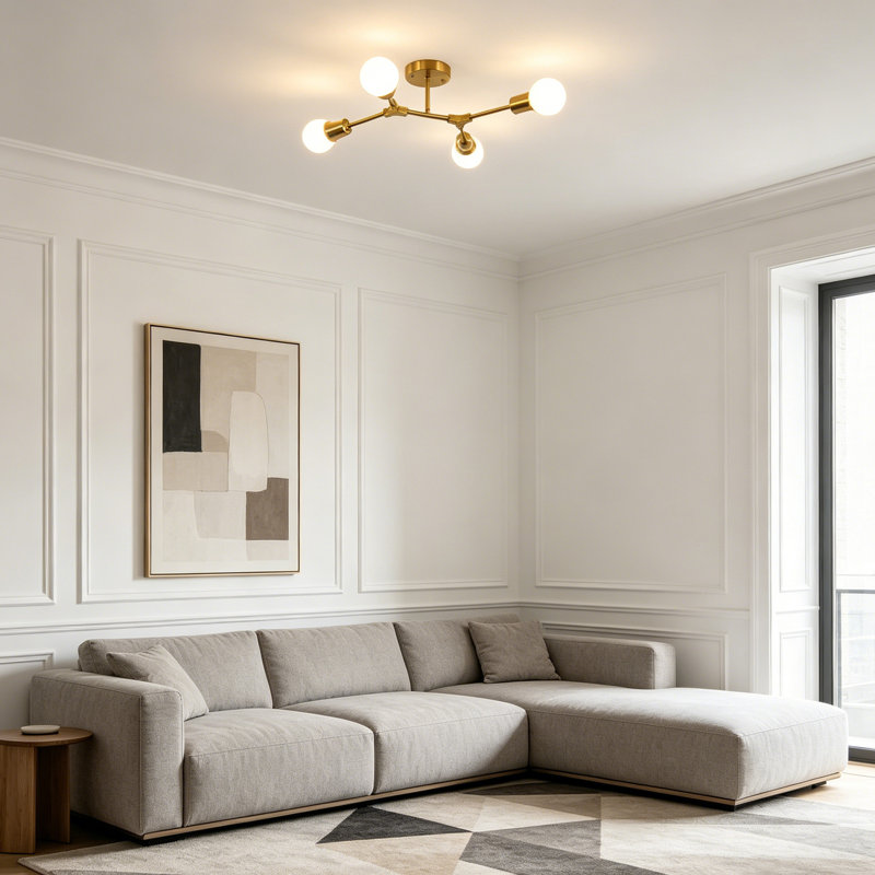 Plafonnier semi-encastré Modern, H 4,72 po x l 18,9 po x P 6,3 po, 4